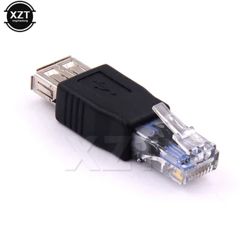1 бр. мрежов кабел за локална мрежа Ethernet конвертор Transverter plug PC Crystal Head RJ-45 конектор USB 2.0 AF Af за лаптоп