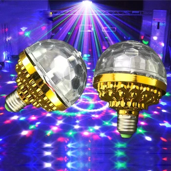 1 бр. Цветни автоматично led въртящ се панорамен диско лампа E27 3 W RGB мини лампа за дискотеки, DJ Коледен декор за парти Светлинен Ефект
