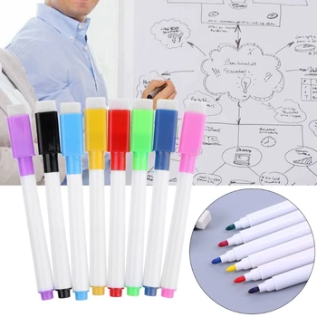 1 Комплект магнитни писалки за бяла дъска, стираемый маркер за бяла дъска, 8 цвята, офис консумативи, канцеларски материали, ученически пособия