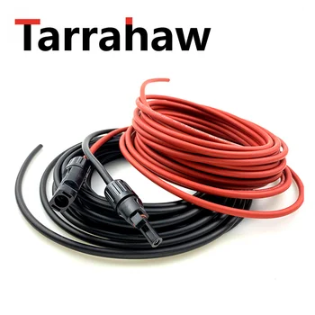 1 Чифт Слънчеви панели Mc-4 Удлинительный кабел Меден проводник 14AWG/12AWG/10AWG Червени и черни цветове, Дължина: 5 m/10 m фотоелектричния кабел