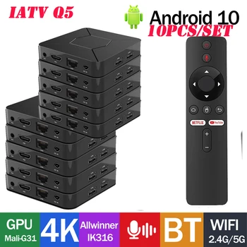 10 бр./компл. iATV Q5 Smart TV Box Allwinner H316 Android10.0 2G/8G 4K БТ 5,0 2,4 G/5G WiFi HDR Youtube, Netflix ТЕЛЕВИЗИЯ конзола VS X96 Plus
