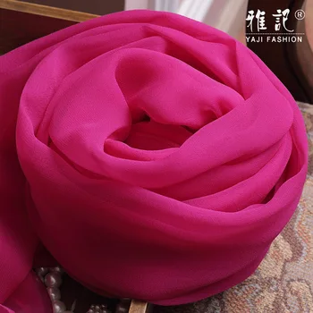 100% Естествен копринен шал Женски тънък шифоновый монофонични маточната шал в Розово-червен шал от естествена коприна Foulard Femme