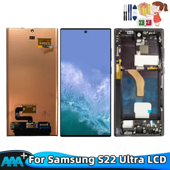 100% Оригинал За Samsung S22 Ultra LCD дисплей С Сензорен Екран Дигитайзер възли За Samsung Galaxy S22 Ultra 5G LCD дисплей С Рамка