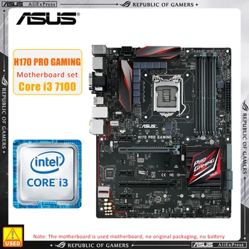 1151 Комплект дънната платка ASUS H170 PRO GAMING + I3 7100, процесор Intel H170 Комплект дънната платка 4 × DDR4 64 GB, PCI-E 3.0 M. 2 HDMI USB3.1 ATX