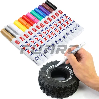 12 Цвята Допълнително RC Автомобили Боя за гуми, Писалка писалка за рисуване, инструмент за кола модел Crawler Axial SCX10, художествена дръжка 