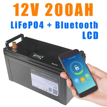 12V LiFePO4 Bluetooth BMS 100AH 150AH 200AH Батерия АВТОБУСА за съхранение на слънчевата енергия Яхта AGV Робот 12,8 На литиево желязо фосфат