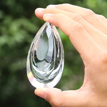 1БР 75 мм прозрачна двупластова висулка във формата на капка вода, стъклена призма, Разнообразни Детайли полилеи, Аксесоари за дома сватбен декор направи си САМ