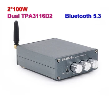 2*100 W Bluetooth 5,3 Двойна TPA3116D2 Цифров аудио Усилвател на Мощност NE5532 Еквалайзер Hi-Fi Стерео Усилвател от Клас D Aux DC12-24V
