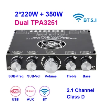 2*220 W + 350 W TPA3251 Такса Усилвател на мощност Bluetooth 2.1 Ch Клас D USB Звукова Карта Субуфер Театрален Аудио Стерео Усилвател Еквалайзер