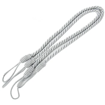 2 бр. обтегач за пердета, от въже, голяма въже, памучен сляп, завязки за завеси, за да се запази елементи, подхват, сив