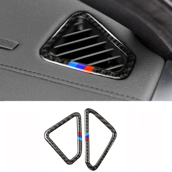 2 елемента от Въглеродни Влакна Левосторонний Изход на Въздуха На Таблото на колата Декоративна Рамка Етикети Аксесоари За BMW X5 F15 X6 F16 2014-17