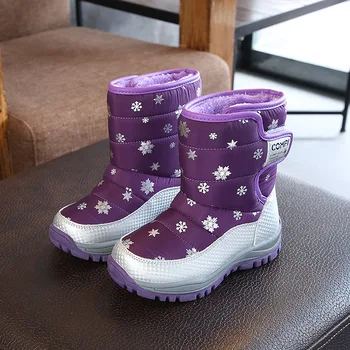 2018 Нови детски зимни ботуши с топла вълнена подплата, удобна детски обувки, модерни обувки за момчета и момичета, размер 27-32 евро