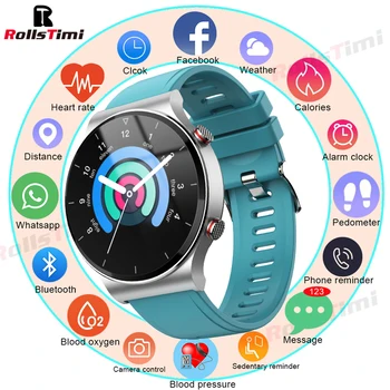 2021Rollstimi умни мъжки часовници с Bluetooth Покана Водоустойчив IP67 модерен гривна за фитнес, женски смарт гривна за Android и IOS