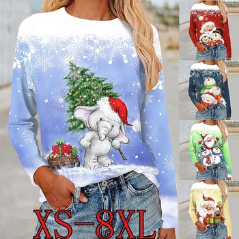 2022, женски модерен пуловер, тениска, есенни блузи с дълъг ръкав, без всекидневни топ размера на плюс, дамски дрехи XS-8XL