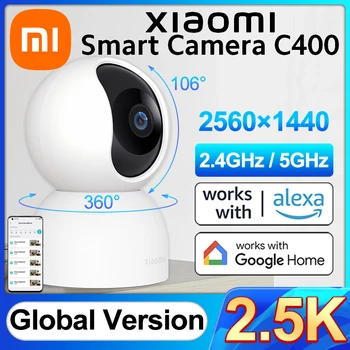 2023 една НОВА Глобална версия на Xiaomi Smart Camera C400 Wi-Fi 2.4 G 5G Въртене на 360 ° 4MP 2.5 K AI Откриване на човек с Google Home Алекса