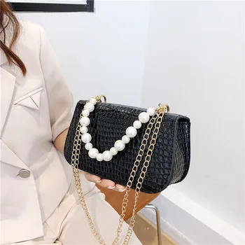 2023 Модерна нова чанта на рамото с перлената на веригата, дизайнерска луксозна чанта, дамски висококачествена чанта-месинджър, Чанти за жени, ръчна чанта
