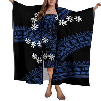 2023, най-продаваният женски комплект дрехи от 2 теми, на Тихоокеанския остров, tribal дизайн, дълго палто, късо дебнещ рокля за парти