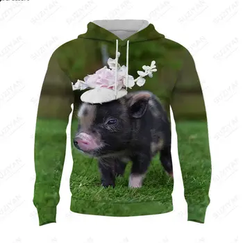 2023 Нов мъжки пуловер с качулка и дълъг ръкав, най-горния джоб, 3D принт, плюс Размера на пролетта и есента рокля в стил харадзюку, забавен фигура за домашни любимци