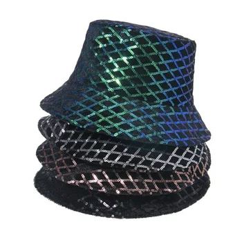 2023 Нова лъскава рибарска шапка, реверсивная танцова универсална шапка в стил хип-хоп, пънк, шапки с пайети за жените, ежедневните широкополые шапки