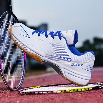 2023 Нова професионална обувки за тенис, мъжки и женски нескользящие бадминтоны за двойки, бяло-сини леки маратонки за бадминтон