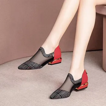 2023 нови летни дамски сандали на висок ток с вкара дишаща цип и остри пръсти, модни дишащи дамски сандали голям размер