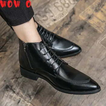 2023 НОВИ мъжки обувки tren Martin, модерен бизнес обувки с висок берцем, мъжки остроносые обувки 