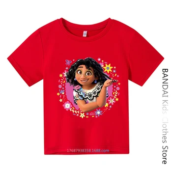 2023, памучен тениска Disney Encanto, детска лятна ежедневни тениска с къс ръкав с герои от анимационни филми, дрехи за малките момчета, дрехи за момичета