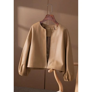 2023 Пролет-есен ново палто, с кръгло деколте и ръкав-фенерче, женски кратък модерен жилетка, топ
