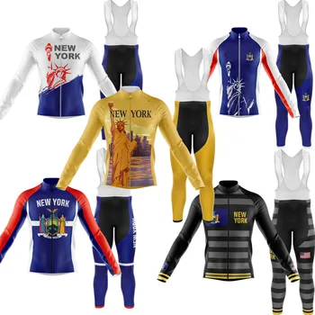 2023, пролетно-есенен комплект от джърси руският футболен отбор на Ню Йорк в ретро стил мъжка велосипедна дрехи с дълъг ръкав МТБ Maillot Ropa de Ciclismo