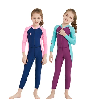 2023 Спортни плажни пълнозърнести детски бански костюми, Бързосъхнеща облекло за плуване за момичета, бански костюми за малки момчета с дълъг ръкав, детски неопрен на открито