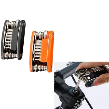 21 В 1 Мултифункционален Инструмент за Ремонт на велосипеди, Многофункционален Инструмент за Поддръжка на Велосипедни Шестоъгълни Спици/Велосипедна Отвертка Black/Orange