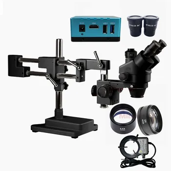 3.5 X-180X тринокулярный стереомикроскоп 4K, HDMI USB цифров фотоапарат Промишлена Двойна Стрела Simul Focal ПХБ Инструмент за ремонт на бижута
