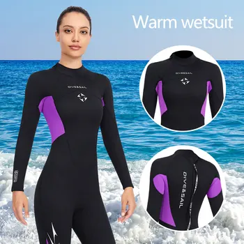 3 мм неопрен, екипировка за гмуркане за цялото тяло, женски костюми за гмуркане, сърфиране, плаване с дълъг ръкав, запазването на топлина за водни спортове