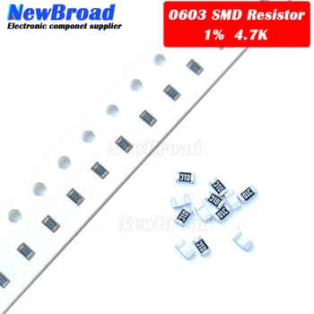 300ШТ 0603 Чип фиксиран резистор SMD резистор 1% До 4,7 Ома 4K7 472