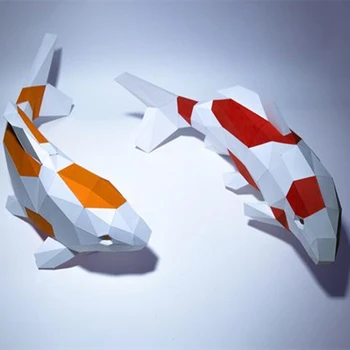 3D Риба Хартиена Занаят, Оригами, направи си САМ Низкополигональная Скулптура на Риба Книжен Модел Изкуство Мини Животно DIY Децата Играчки за Възрастни Ръчно изработени Home Deco