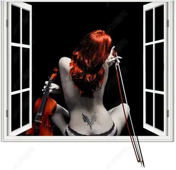 3d фотообои по поръчка, стенопис Момиче свири на цигулка до прозореца, декорация на дома, хол, тапети за стените, 3 d