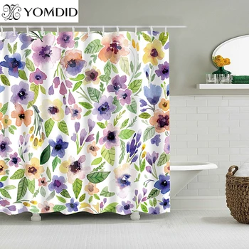 3D Цветни завеси за душ с цветя, кактуси, завеса за баня с куки, завеса от полиэстеровой плат за декорация на баня cortinas