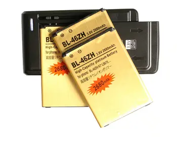 3x2680 ма BL-46ZH Златен Батерия + Зарядно устройство За LG AS330 K332 K350N K371 K373 K7 Tribute 5 K8 (2016) K89 LS675 M1 M1V MS330 US375