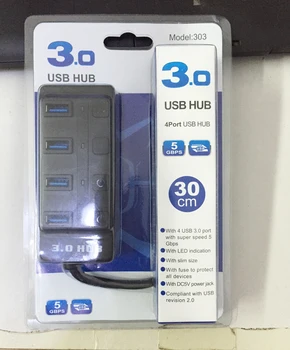 4 USB хъб 3.0, 4 порта, самостоятелен бутон за включване, център, сплитер, Адаптер за лаптоп MacBook, преносим КОМПЮТЪР, черен или бял