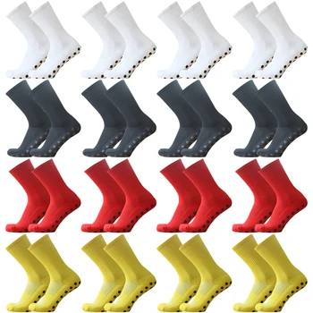 4 Двойки от дишането футболни чорапи среден размер за спорт на открито, нови шестоъгълник силиконови нескользящие футболни чорапи за тренировки