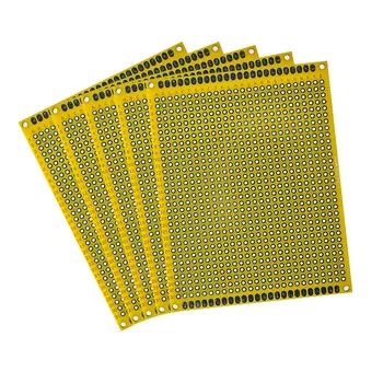 5 бр. Печатна платка Жълта двустранна дъска 7*9 см, универсални печатни платки 