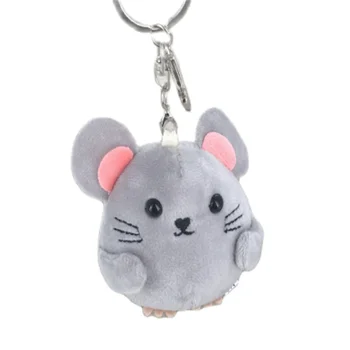 6 см Малка сива мишка, Ключодържател-окачване, аксесоари за ключове, малък подарък играчка