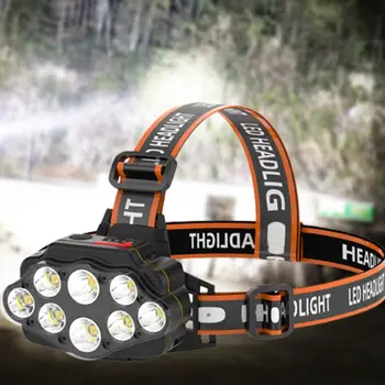 8 led топки лампи, налобный фенер, водоустойчив аварийно фенерче за скално катерене, пешеходен туризъм, нощен риболов, фаровете, USB, налобная на прожекторите