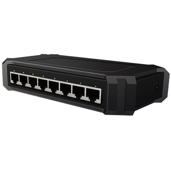 8-портов Ethernet 1000 Mbps, домашен шунтирующий комутатор мрежа за мониторинг, черен, штепсельная вилица ЕС