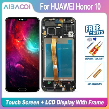 AiBaoQi Абсолютно нов LCD дисплей с сензорен екран + рамка + захранващ Кабел в събирането на Замяна за HUAWEI Honor 10 STK-LX1