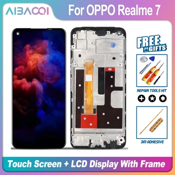 AiBaoQi Абсолютно Нов За OPPO Realme 7 RMX2155 LCD сензорен дисплей и Цифров Преобразувател в Събирането За Realme 7 С Подмяна на рамката