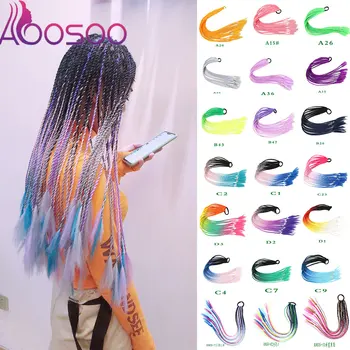 AOOSOO Party Синтез от 12 опашки с гумени ленти, цветни шапки, перуки, заплетенные в опашка
