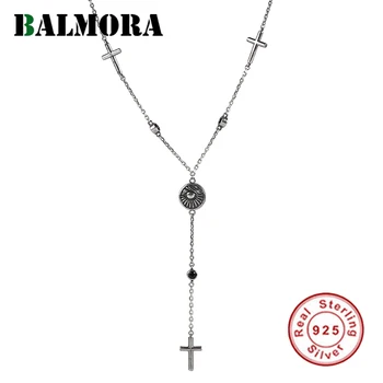 BALMORA Real S925, Сребърни Колиета с отложено във формата на Кръст И Слънце, За Жени И Момичета, Реколта Мода, Кръгла Медал, Четката, Вериги, Бижута Подарък