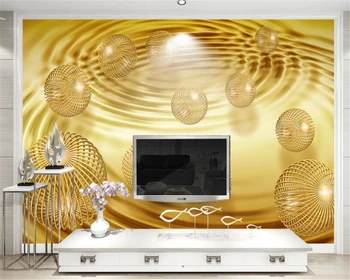 beibehang 3D стерео тапети за по-големи интериор златната топка абстрактно творческо пространство ТЕЛЕВИЗИЯ фон тапети papel de parede тапети