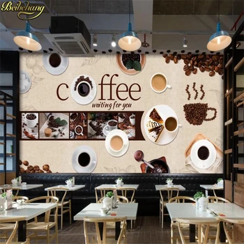 beibehang Потребителски кафе на зърна стенописи Тапети Голяма стенни рисувани Стенни тапети Начало декор Кафене ролка тапет